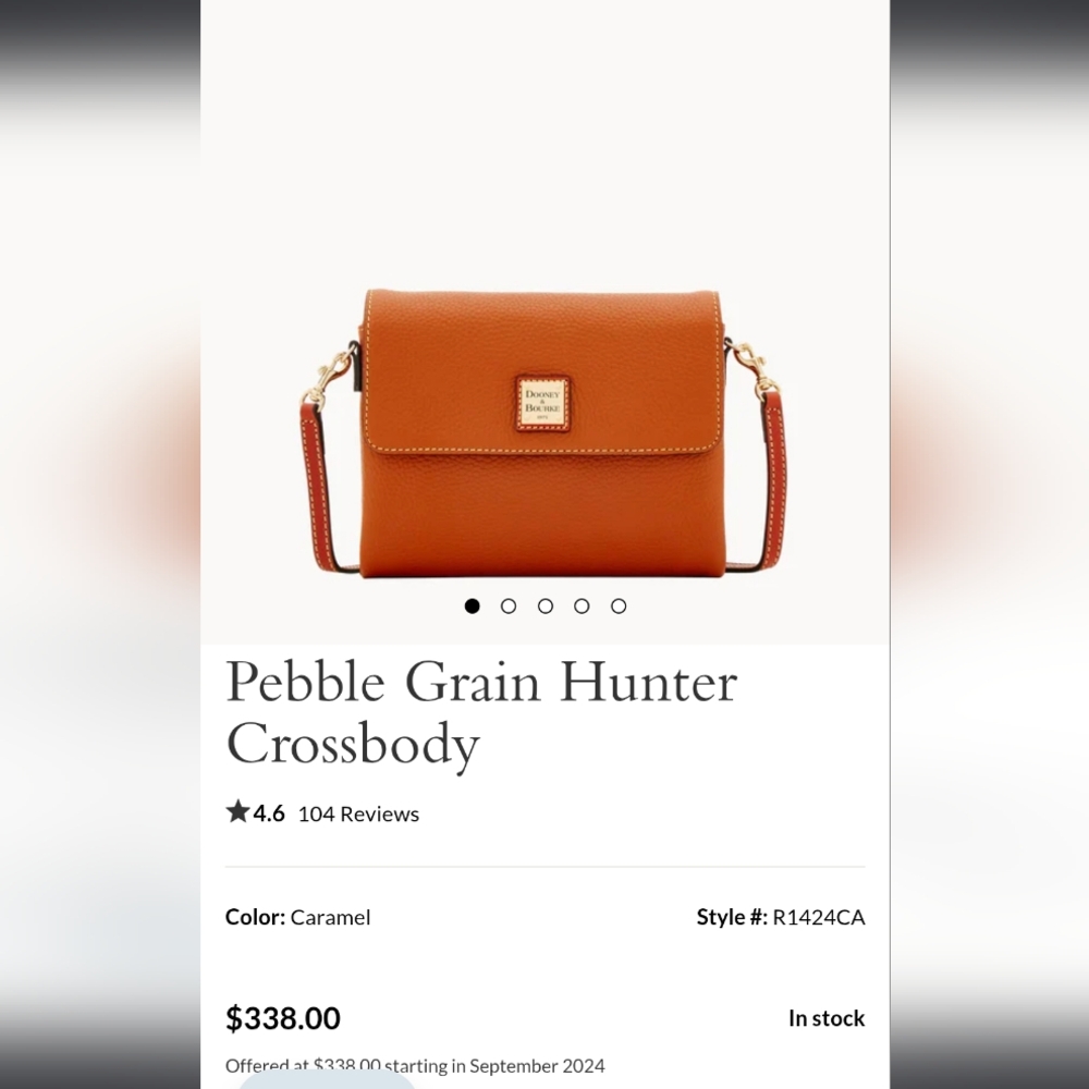 Dooney & Bourke Hunter Caramel Pebble Grain Crossbody